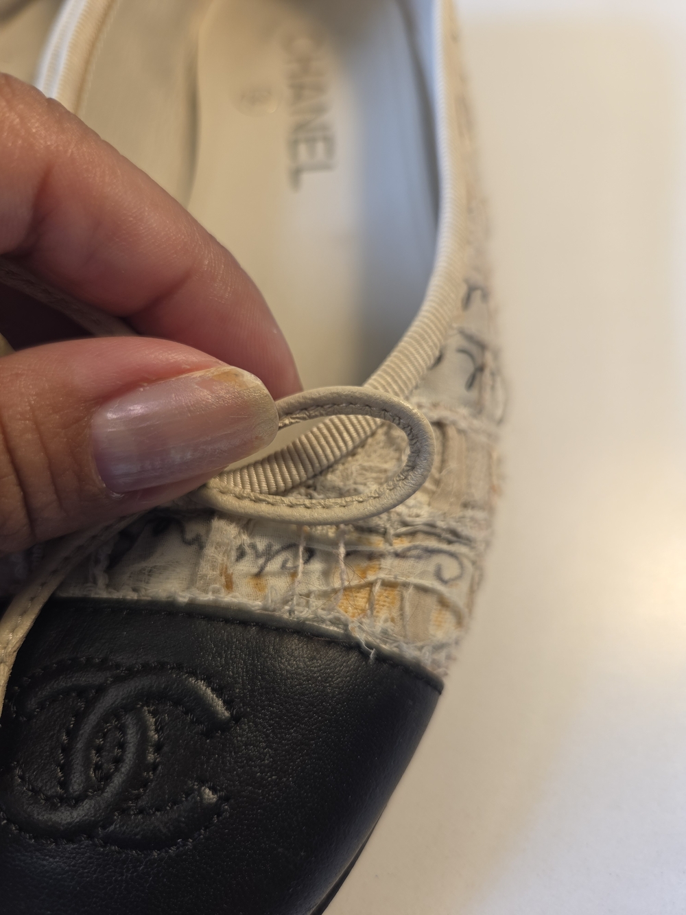 Chanel Ballerina Interlocking CC logo flats  35.5- Text Printed Fab/leather Auth - Picture 7 of 11